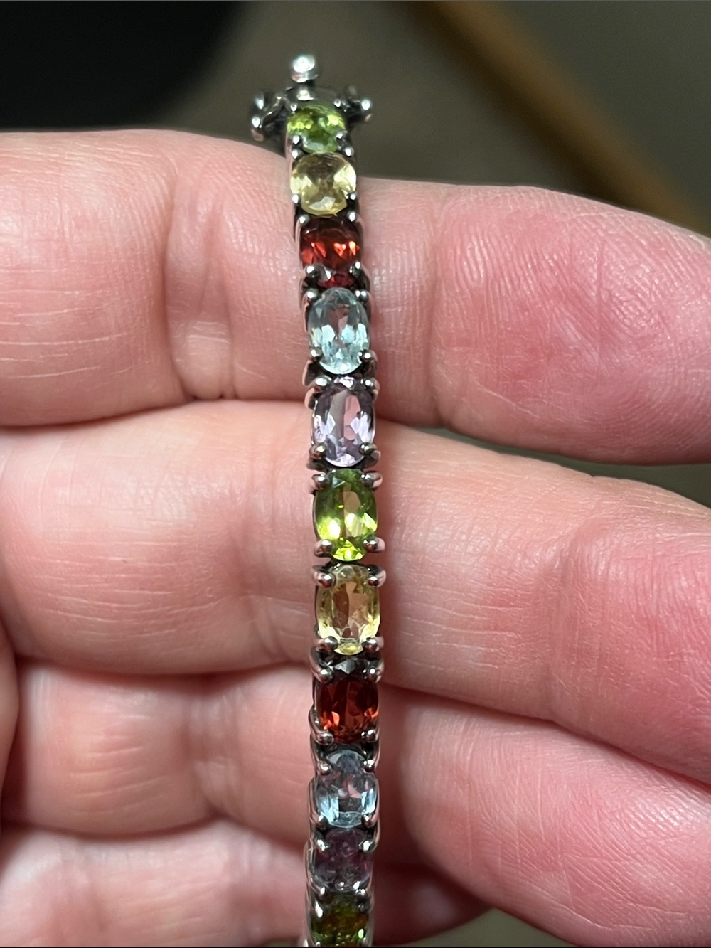 Multicolor Gem Stone Bangle Bracelet - Picture 4 of 6